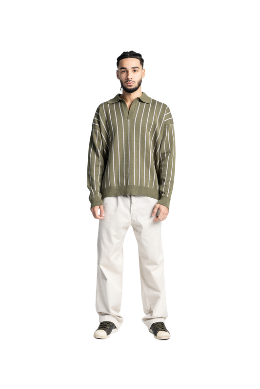 Striped olive sweater