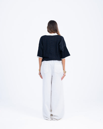 Black knitted polo